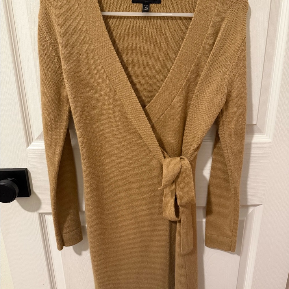 Camel Wrap Sweater Dress